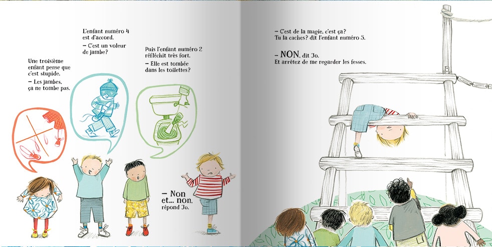 Page intérieure du livre Elle est où ta jambe?